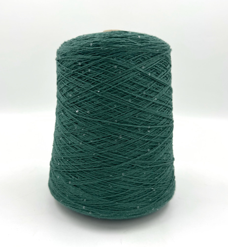 Пряжа Cotton Paillettes, D&C Yarns, хлопок, цвет зеленый опал